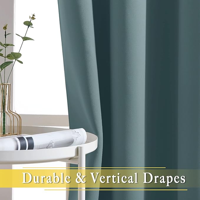 NICETOWN Greyish Blue Sliding Door Curtain for Bedroom, Blackout Patio Door Curtain Room Divider Privacy Thermal Grommet Window Treatment for Living Room, 1 Panel, W80 x L90