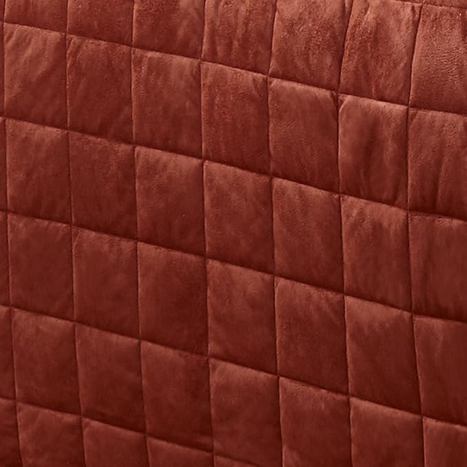 Touch of Class Camden Luxury Bedding | Warm Russet Color | Grande Fitted Bedspread | Faux Suede Box Quilted Design | Designed 3 Piece Set Includes Full Bedspread and 2 Standard Shams
