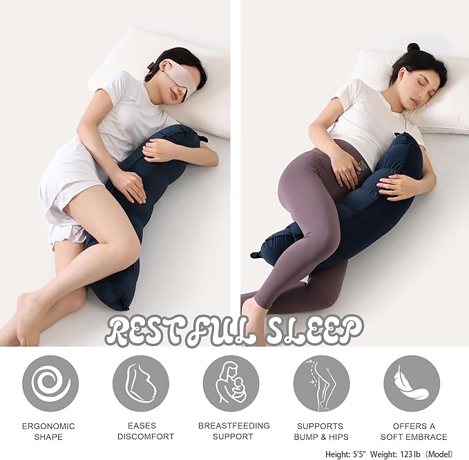 Peallow(Pat. Pend) – Long Round Body Pillow for Adults, Bolster Pillow for Sleeping, Soft and Supportive Pillow for Sleeping & Lumbar Support (Teal Blue, 29.5")