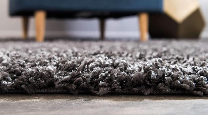 Unique Loom Solid Shag Collection Area Rug (8' x 11' Rectangle, Graphite Gray)