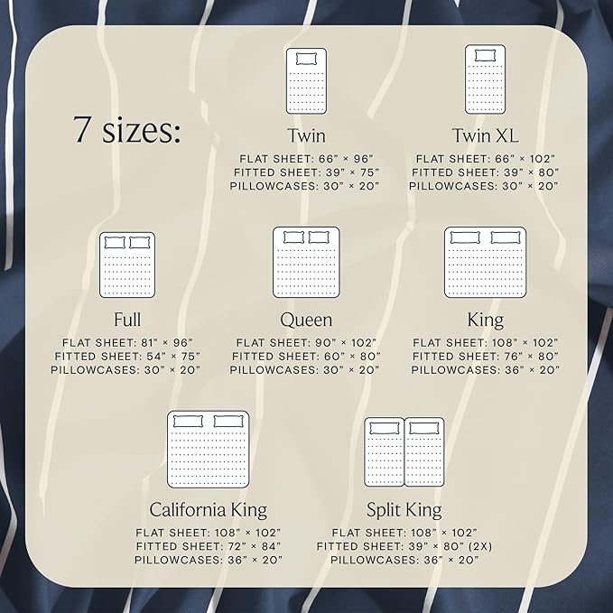 LuxClub 4 PC Full Sheet Set, Deep Pockets Wrinkle Free Cooling Bed Sheets Hotel Bedding for Women, Men, Includes 1 Fitted Sheet, 1 Flat Sheet and 2 Pillowcases-Striped - Navy