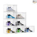 KEFA XL Shoe Storage Box Organizer, 8 Pack Shoe Boxes Clear Plastic Stackable, Sneaker Display Case Container Fit for US 13 (Side 8 PACK CLEAR)