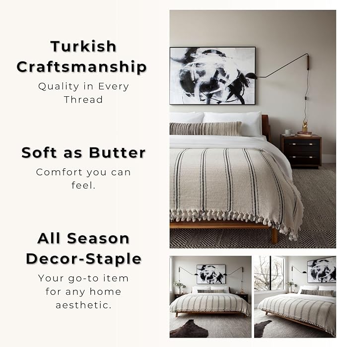 The Loomia 100% Cotton Luxurious Woven Turkish Queen Size Blanket