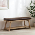 45" Entryway Bench Upholstered Storage Bench for Bedroom Shoe Rack Bench for Living Room, Hallway, Mudroom, Balcony, Sturdy Indoor Bench Seat Holds Up to 300 lbs (PU-Brown)