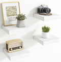 Axeman Square Floating Shelves for Wall, 8" W x 8" D x 1.4" H Rustic Wooden Shelves, 4 Pack Wall Mounted Floating Shelf with Invisible Brackets for Living Room, Bathroom, Kitchen, White Color