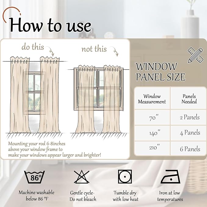 Linen Blackout Curtains for Living Room Narrow Window, Thermal Insulated Complete Light Blocking Soundproof Small Curtains for Bedroom, Each 38 Inch Wide 80 Inch Length 2 Panels, Burlap