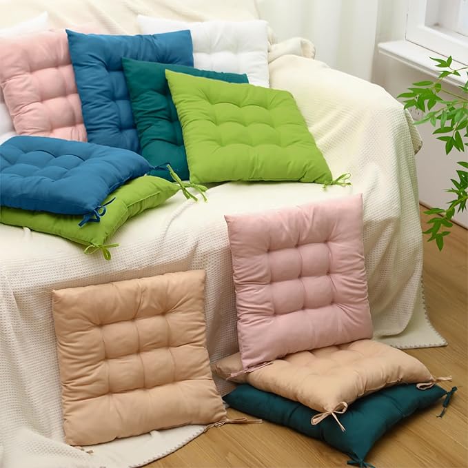 Geetery 12 Pcs Floor Pillows for Classroom Bulk Square Seating Cushions for Floor Chair School Kindergarten Reading Corner, 15.7'' Large Thick Meditation Cushions Yoga Nursery Daycare (Pastel Color)