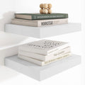 Heimlove 12 Inch Deep Floating Shelves, 12 x 12 inches Long Wall Shelf, Large Extra Display Shelf & Storage Shelf, Rustic Wood Wall Shelves for Fireplace Mantel, White - 2Pack
