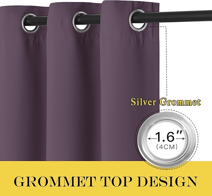 NICETOWN Patio Door Curtain 84 inches Long, Grommet Room Divider Curtain Panel Thermal Insulated Room Darkening for Bedroom/Office, Plum, W100 x L84, 1 Panel