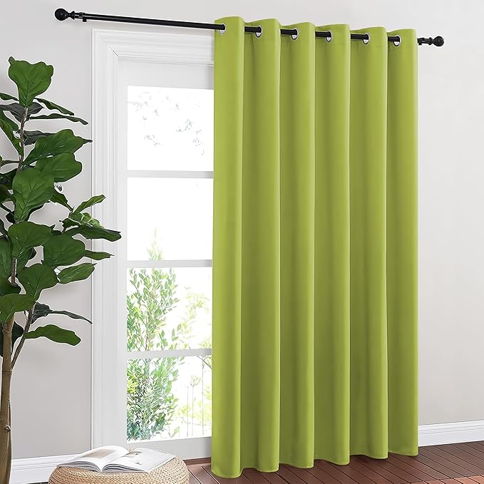 NICETOWN Blackout Sliding Door Curtains 84 Inch Length, Extra Wide Room Divider Grommet Energy Saving Thermal Insulated Curtain for Patio Door Window(W80 x L84, 1 Panel, Fresh Green)