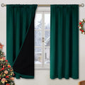 BGment Green 100% Blackout Curtains for Bedroom 63 Inches Long, Christmas Thermal Insulated Double Layer Full Room Darkening Noise Reducing Rod Pocket Curtain (42 x 63 Inch, Emerald, 2 Panels)