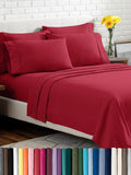 Bare Home Hotel Luxury Full Sheet Set, Extra Soft - 6 Piece Set - Deep Pockets - Easy Fit - Cooling & Breathable - Wrinkle, Fade, Stain Resistant - Includes 4 Pillowcases (Full, Red)