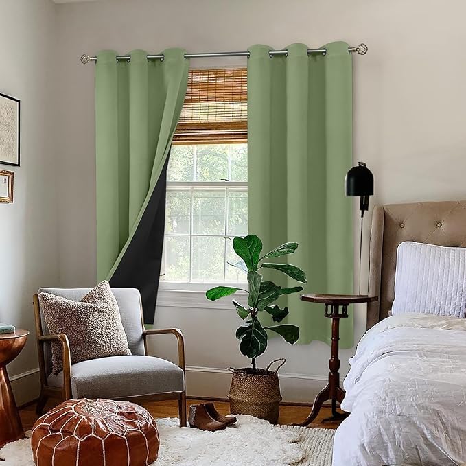 BGment Grass Green Blackout Curtains for Bedroom Spring Curtains for Living Room 63 Inch Length 2 Panels Set, Thermal Insulated Full Room Darkening Soundproof Grommet Drapes (42 x 63 Inch, 2 Panels)