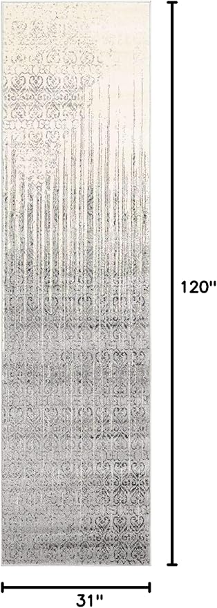 Unique Loom Del Mar Collection Area Rug - Jennifer (2' 7" x 10' Runner, Gray/ Black)
