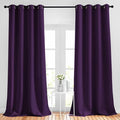 NICETOWN Blackout Royal Purple Curtains 90 inch Length - Triple Weave Energy Saving Thermal Insulated Solid Grommet Blackout Draperies for Bedroom/Living Room (1 Pair, W52 x L90)