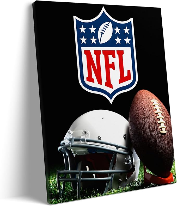 B.B.F MAKE American Football Canvas Wall Art Super Champions Bowl Poster Rugby Oil Painting Canvas Wall Decor Sports Picture Boys Gift Modern Bedroom Living Room Dorm Home Decoration, Framed 8x10inch