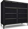 Naima Premium Fabric Dresser - Strong Metal Frame, 10 Spacious Sag-Proof Drawers with Sleek Metal Handles - Premium & Durable Storage Solution for Your Home (Black)