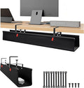 48" No Drill Under Desk Cable Management Tray - Upgraded Oxford Fabric with Cable Loop, No Damage to Table for Standing Desks and Home Office (Extra Large (48 Inch))