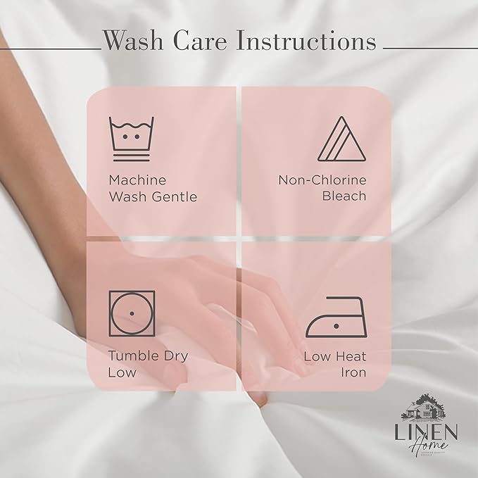 Linen Home 100% Cotton Percale Sheets Full Size, English Rose, Deep Pocket, 4 Pieces Set - 1 Flat, 1 Deep Pocket Fitted Sheet and 2 Pillowcases, Crisp Cool and Strong Bed Linen