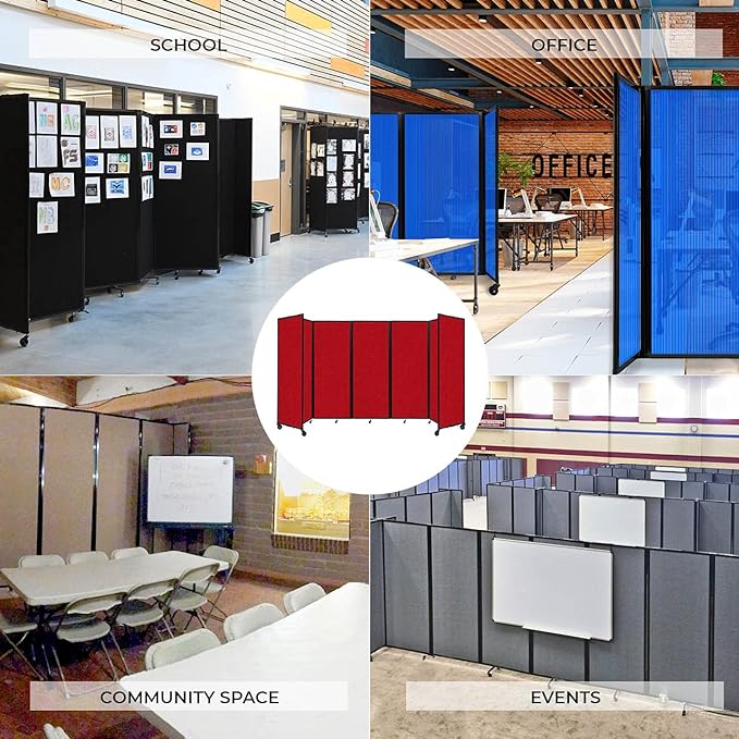 Versare Room Divider 360 Portable Wall Partition | Folding Panels | Large Freestanding Divider | Locking Wheels | Temporary Room Separator | 14' x 7'6'', Latte