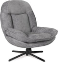 1 Pack 360°Free Swivel Accent Chair for Living Room, Slightly 20°Rocking, 24" High Backrest Upholstered Armchair, Ergonomic Design, Chenille Breathable Soft Fabric Modern Single Sofa, Gray