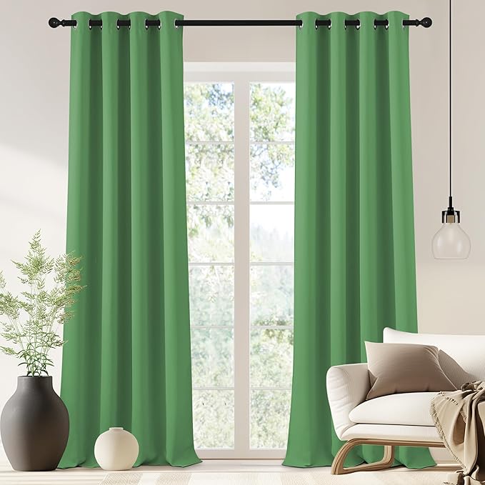 NICETOWN Blackout Drapery Curtain Panel 90 inches Long - Window Treatment Thermal Insulated Grommet Blackout Curtain/Drape for Bedroom Living Room (Froest Green, 1 Panel, 46 by 90 inches)