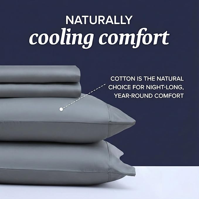 Beckham Hotel Collection Cal King Sheet Set 100% Cotton, 500TC Luxury Sateen Bedding, 16” Deep Pocket, Moisture-Wicking, 4-Piece, Dark Gray