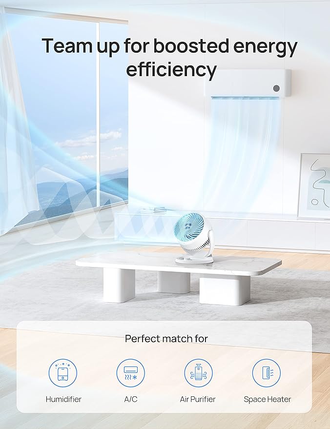 Dreo Fan for Bedroom, 12 Inches, 70ft Powerful Airflow, 28db Quiet Table Air Circulator Fans for Dorm Room, 120° Adjustable Tilt, 3 Speeds, Desktop Fan for Home, Office, Kitchen