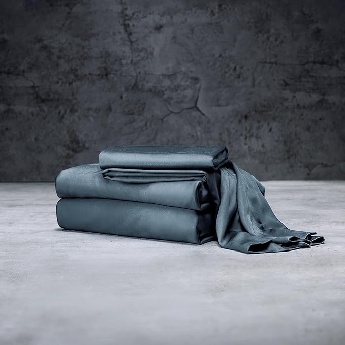 LUXOME Luxury Sheet Set | 100% Rayon (Viscose) from Bamboo | Full Size - Ocean | Deep Pockets | 4-Piece Set (Fitted, Flat, 2 Pillowcases)