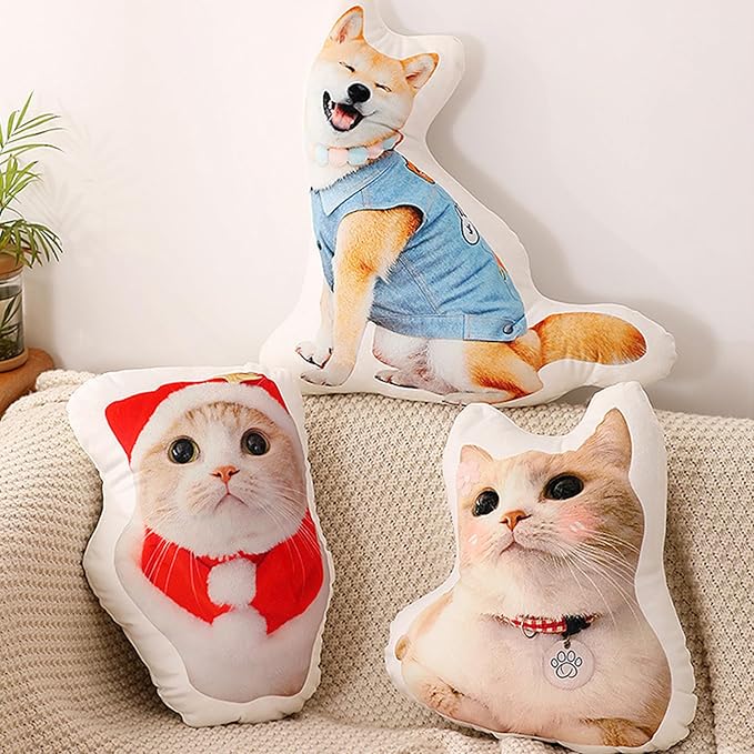 Custom Pillow with Picture, Custom Body Pillow Photo Shaped Dog Cat Face Pillow, Customized Funny White Elephant Gifts for Mom Dad, Personalized Gag Gifts for Boyfriend, Customizable Pet Cute Pillow
