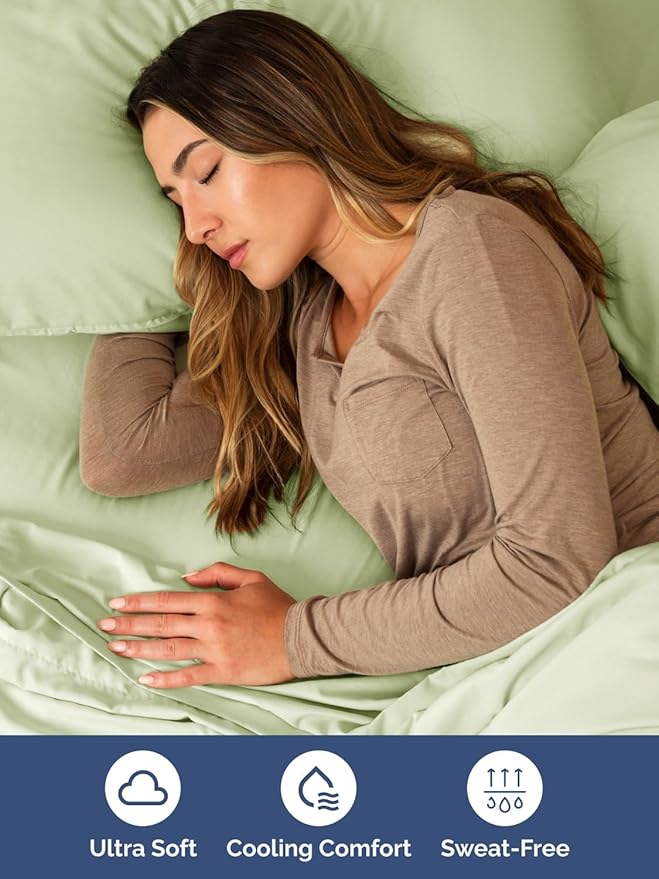 Extra Deep Cal King Sheet Set - 6 Piece Breathable and Cooling Sheets - Hotel Luxury Bed Sheets Set - Easy Fit - Soft, Wrinkle Free and Comfy Sheets Set - Light Sage Sheet Set with Extra Deep Pockets