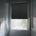 HESTIA No Drill Cordless Blackout Roller Shades Screwless Waterproof Shower Window Blinds, Auto-Retraction Easy Install Blind for Bathroom/Kitchen/Office/Exterior, Black, 45.5" W x 54" H