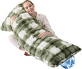 Full Body Pillow 20x54 Inch,Memory Foam Pregnancy Pillow for Side Sleepers,Orthopedic Back Support Maternity Pillow for Women (with Removable Cover)-Sage Green Grid Print