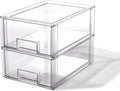 BINO | Stackable Storage Drawers, Large - 2 Pack, Clear | THE CRATE COLLECTION | Storage Bins With Drawers | Bathroom Organizers | Under Sink Organizer | Vanity Cabinet Home Organization