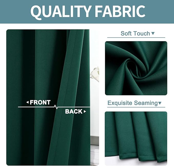ChrisDowa Blackout Curtains 78 inches Long for Bedroom - 2 Panels Set Grommet Thermal Insulated Room Darkening Curtains for Living Room (Forest Green, 42 x 78 Inch)