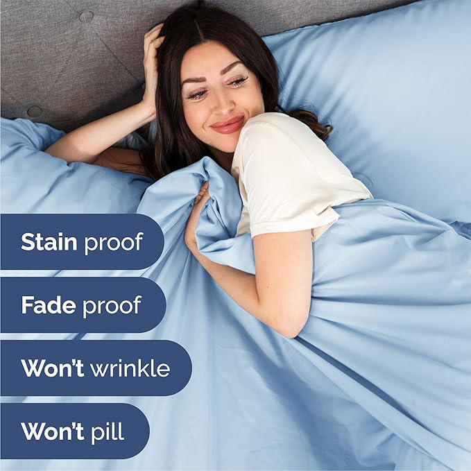 Queen 6 Piece Sheet Set - Cooling, Comfy & Breathable - Hotel Luxury Bedding, Includes Fitted Sheet for Women, Men, Kids & Teens - 1 Flat, 1 Fitted Sheet, 4 Pillowcases with Deep Pockets - Baby Blue