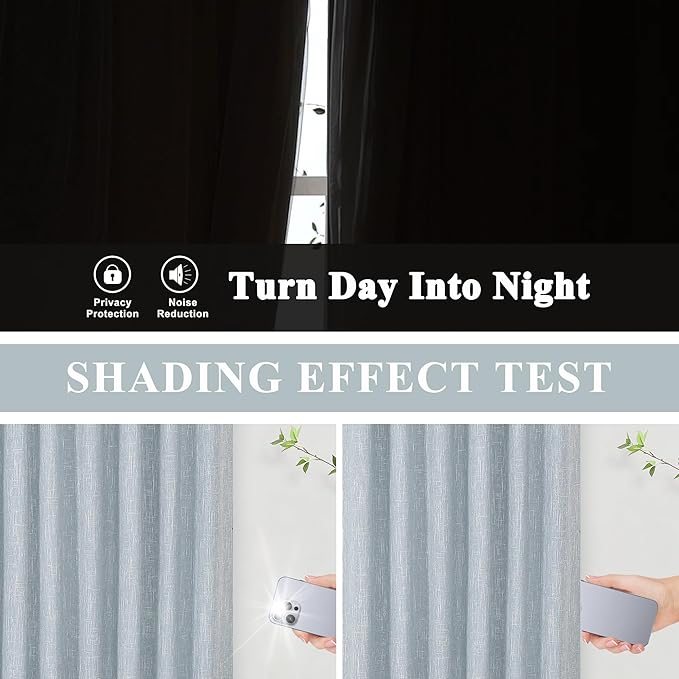 Vision Home Chambray Blue Full Blackout Curtains for Bedroom Living Room Darkening Window Treatment Panels Thermal Insulated Rod Pocket Back Tab Modern Soundproof Blue Drapes 2 Panels 50" Wx108 L