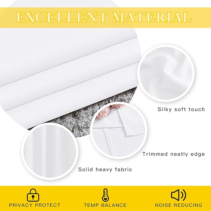 NICETOWN Sliding Door Curtain Window Treatment, Energy Smart Thermal Insulated Extra Wide Solid Blackout Curtains/Drapes for Patio Door/Porch (Pure White, 1 PC, W80 x L108)