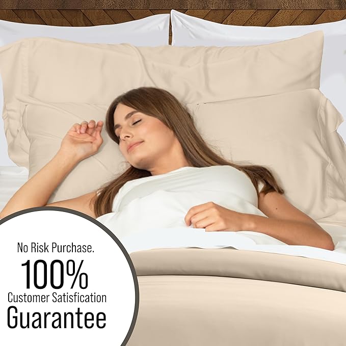Bella Coterie Luxury Bamboo Viscose Queen Size Duvet Cover Set | 100% Organically Grown | Corner Ties | Ultra Soft | Cooling | Two Pillow Shams | 90 x 94 | No Insert [Dune]