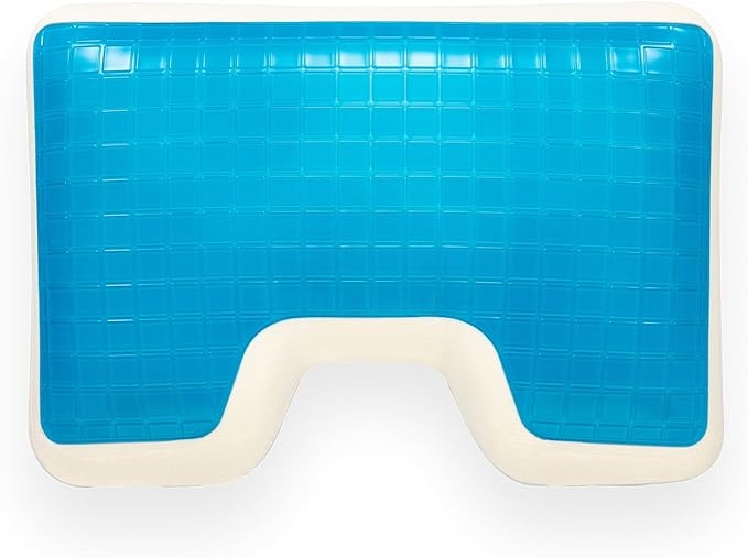 Wife Pillow - Insert Topper Only, Firm Cooling Gel / 80D Memory Foam Topper for Pillow That Stays Cold. Thin for Stomach Sleeper. Ergonomic, Neck U Shaped Cutout. Firm High-Density Layer Support