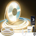 COB LED Strip Lights Warm White,24V Dimmable led Light Strip KIT with Remote and app Control,3000K 50FT/15m 8mm Wide Ra>90 Cuttable Flexible Strip Lights for Bedroom,Wardrobe,Cabinet