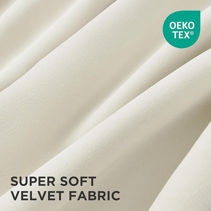Joydeco White Velvet Curtains 90 Inches 2 Panels, Luxury Thermal Insulated Soft White Curtains for Bedroom & Living Room, Room Darkening Velvet Drapes, Rod Pocket (52W x 90L)