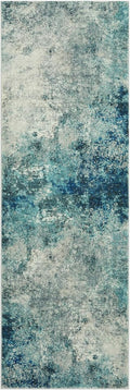 Lahome Modern Abstract Hallway Runner Rug 8ft, Washable 2x8 Rug Runners for Hallways Non Slip, Soft Bathroom Kitchen Runner Non Skid Carpet Runner for Entryway Laundry Bedroom RV, Blue/Grey