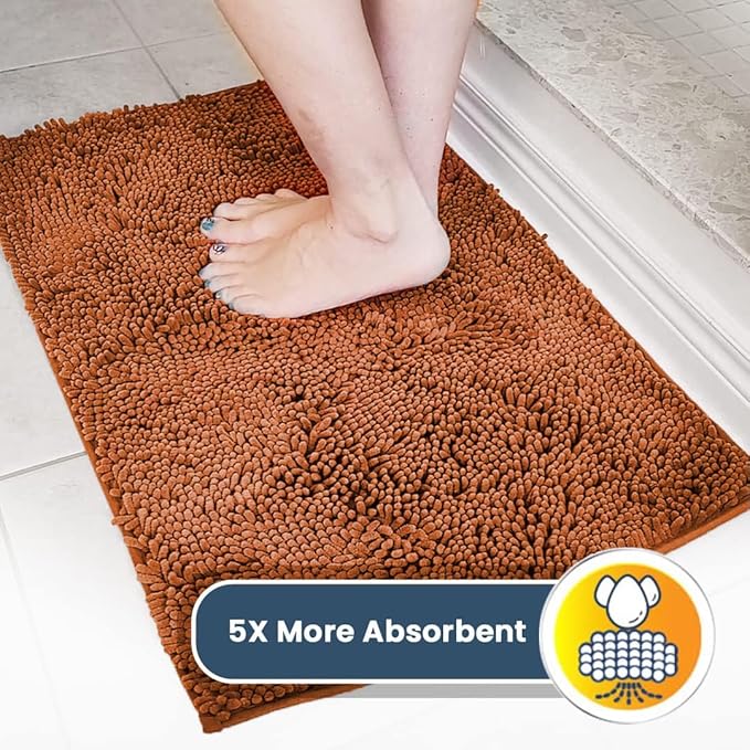 Muddy Mat® Shown on TV – Super Absorbent Door Mat Indoor, Microfiber Quick Dry Chenille Entryway Rug, Non-Slip Front Door Mat, Indoor Mats for Entryway, Machine Washable Pet Rug, Orange 24"x36"