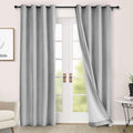 Macochico Full Blackout Curtains 84 Inches Long Insulated Noise Reducing Chenille Curtains for Living Room Bedroom Nursery Auditorium Apricot Grey Curtains with Tieback Grommet 72" Wx84 L 1 Panel