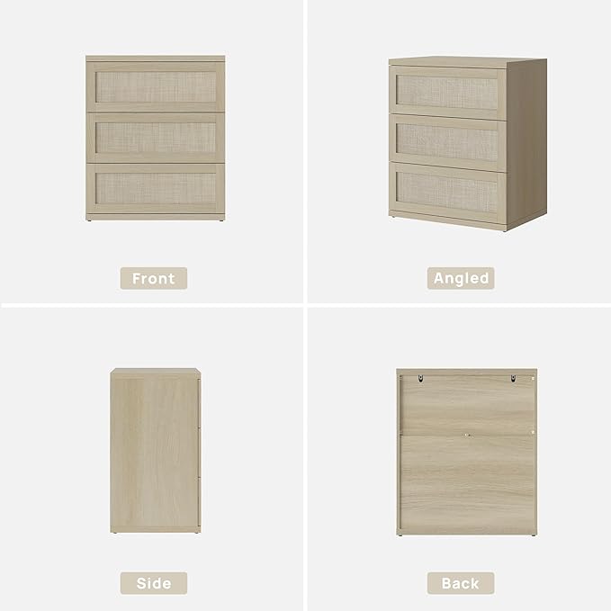 SICOTAS Dresser for Bedroom - 75" Wide 9 Drawer Dresser Rattan Dressers & Chests of Drawers Boho Drawers for Bedroom Bedside Table Clothes Long Closet Storage for Closet Hallway Entryway