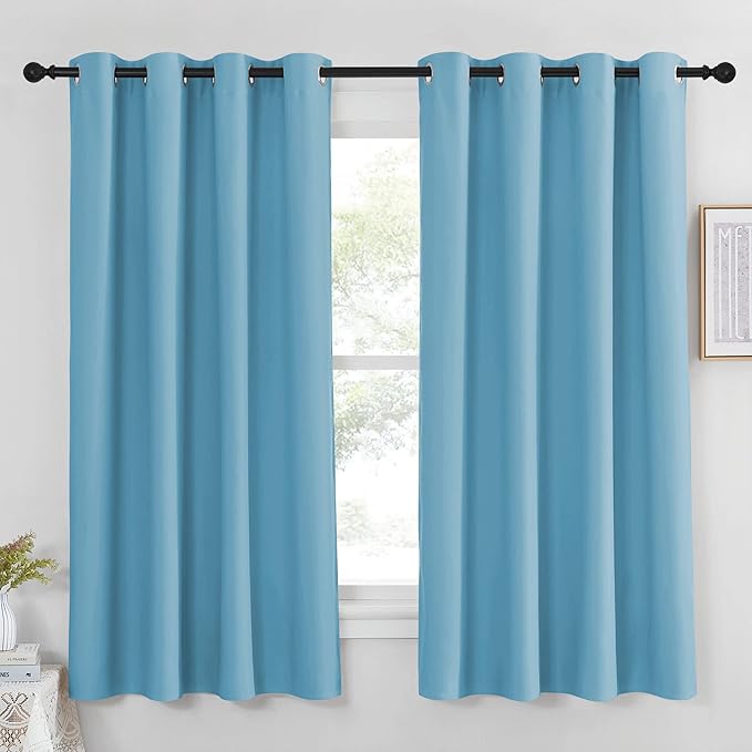 NICETOWN Blackout Shades for Bedroom Windows - (Teal Blue Color) Thermal Insulated Window Treatment Curtain Drape, Room Darkening Modern Drapery for Boy's Room, 52x63 inches, One Panel