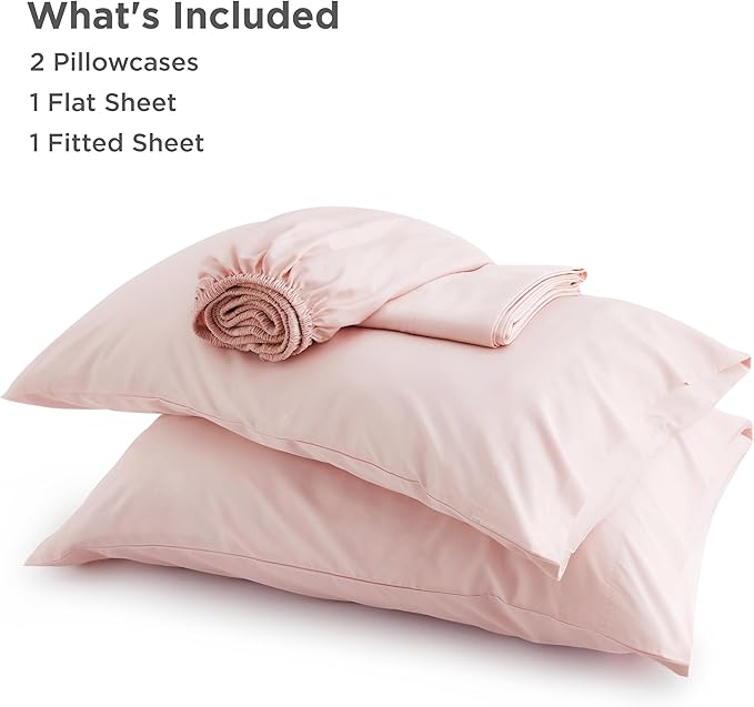 Bedsure California King Sheet Sets, Cooling Sheets for Hot Sleepers, Rayon Derived from Bamboo, Breathable & Soft, Deep Pocket Up to 16 Inches, Hotel Luxury Silky Bedding, Pink