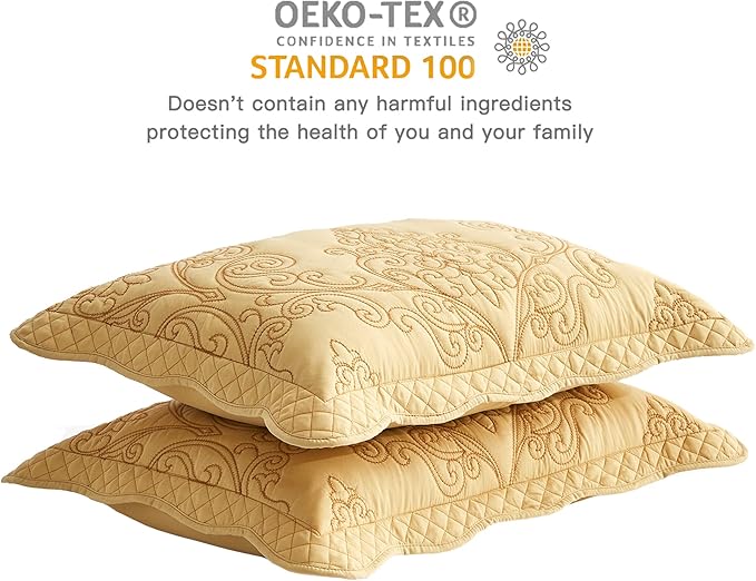 CHIXIN Microfiber King Pillow Shams Set of 2 - Decorative Quilted Pillow Covers - Grey - Size (20" x 36")