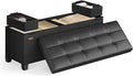 SONGMICS Storage Ottoman, Storage Bench with Legs, 15 x 43.3 x 15.7 Inches, Ottoman Bench, 30 Gal. (112 L), Synthetic Leather, for Living Room, Entryway, Ink Black ULSF0514B02